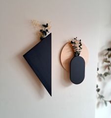Katre Dizayn Geometri tasarım 2 li Dekoratif Ahşap Duvar Çiçekliği
