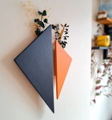 Katre Dizayn Geometri tasarım 2 li Dekoratif Ahşap Duvar Çiçekliği