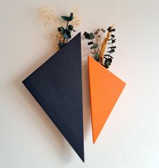 Katre Dizayn Geometri tasarım 2 li Dekoratif Ahşap Duvar Çiçekliği