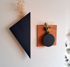 Katre Dizayn Geometri tasarım 2 li Dekoratif Ahşap Duvar Çiçekliği