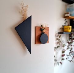 Katre Dizayn Geometri tasarım 2 li Dekoratif Ahşap Duvar Çiçekliği