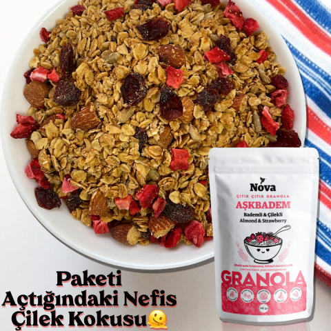 ''Aşkbadem'' Bademli ve Çilekli Granola - 340 Gr.
