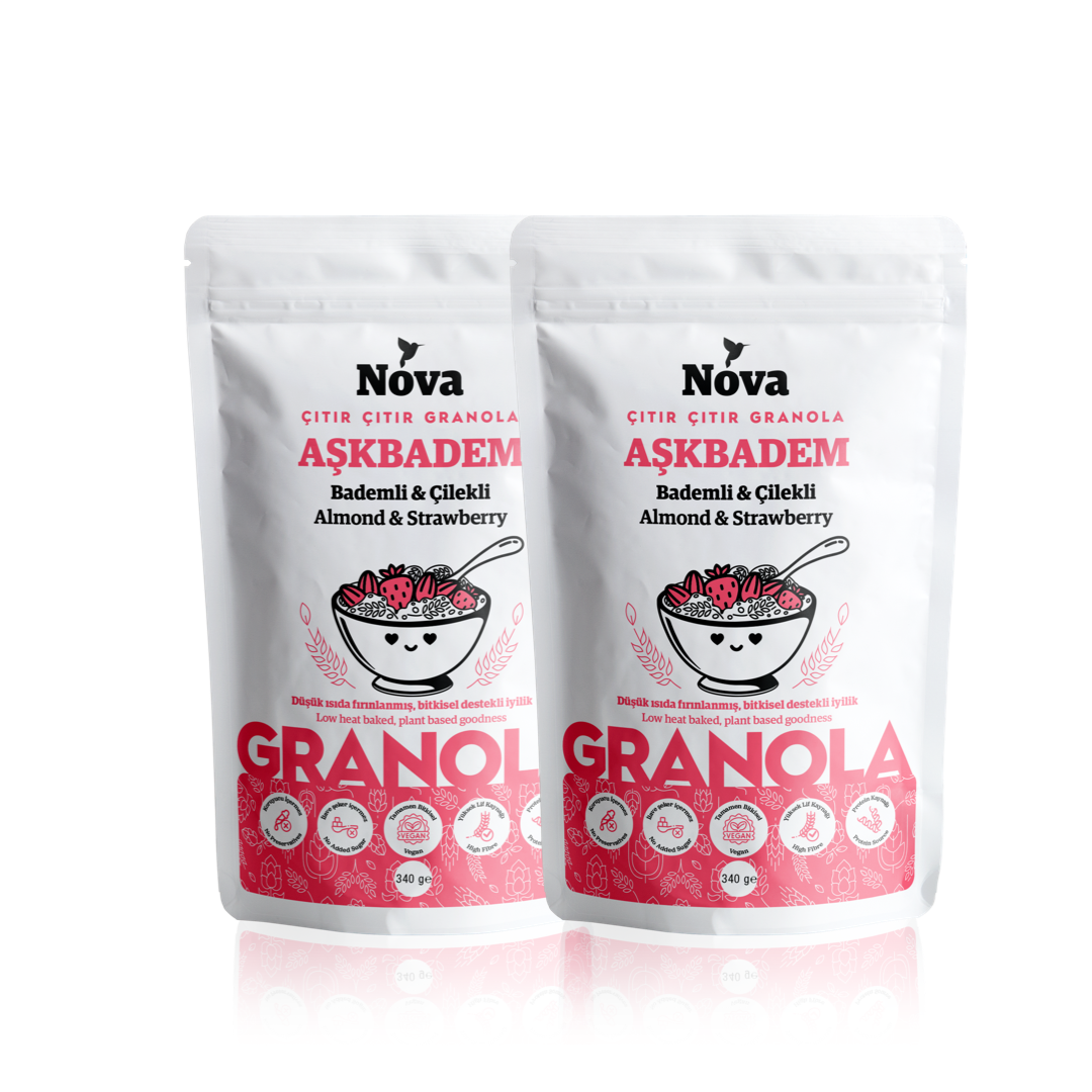 ''Aşkbadem'' Bademli ve Çilekli Granola - 340 Gr. 2'li Paket