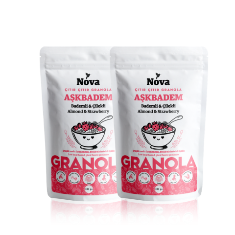 ''Aşkbadem'' Bademli ve Çilekli Granola - 340 Gr. 2'li Paket