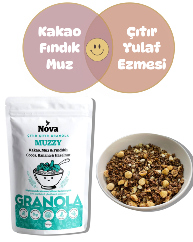 ''Muzzy'' Kakao, Muz ve Fındıklı Granola - 340 Gr.
