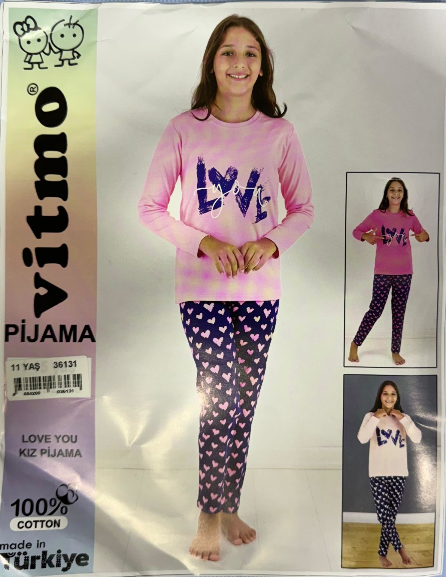 VİTMO 36131 LOVE YOU KIZ PİJAMA 10-11-12 Y