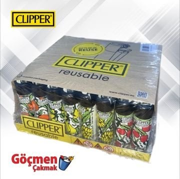 Clipper Yuvarlak Siboplu Taşlı Pocket Çakmak Meyve Desen