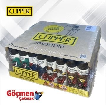 Clipper Yuvarlak Siboplu Taşlı Pocket Çakmak Kartal Desen