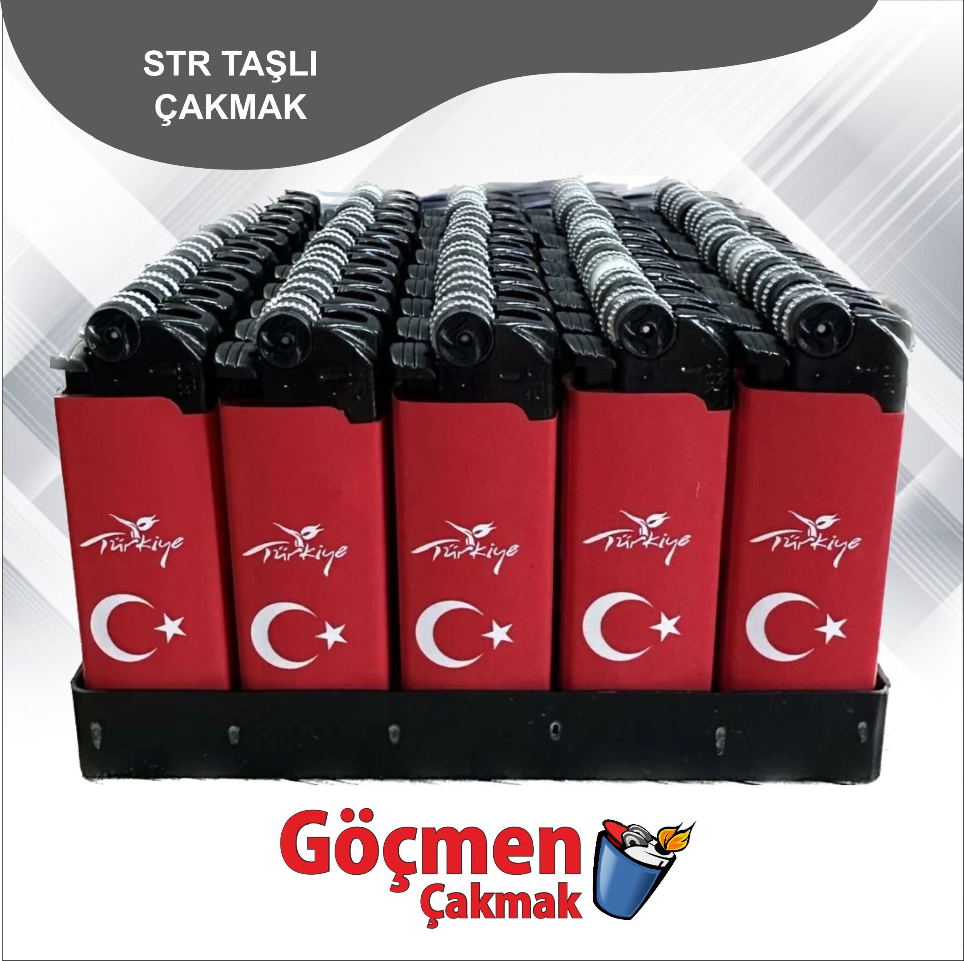 STR ORTA BOY TAŞLI TÜRK BAYRAKLI ÇAKMAK