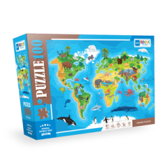 100 Parça Puzzle - Animal World Map (Hayvan Dünya Haritası)