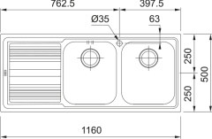 FRANKE - ÇELİK EVİYE LOGİCALİNE - TEZGAH ÜSTÜ LLL 621 SOL