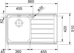 FRANKE - ÇELİK EVİYE NEPTUN - TEZGAH ÜSTÜ NEX 611 SAĞ