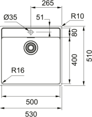 FRANKE - ÇELİK EVİYE MARİS - TEZGAH ÜSTÜ MRX 210-50