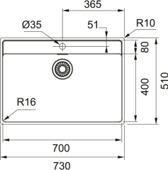 FRANKE - ÇELİK EVİYE MARİS - TEZGAH ÜSTÜ MRX 210-70