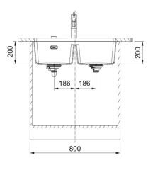FRANKE - ÇELİK EVİYE MARİS - TEZGAH ALTI MRG 120-35-35 NERO
