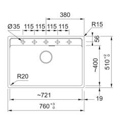FRANKE - GRANİT EVİYE MARİS -  TEZGAH ÜSTÜ MRG 610-72 MATT BLACK