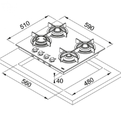 FRANKE CRYSTAL LİNE FHCR 604 4G HE BK C CRİSTALLO NERO CAM OCAK