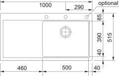 FRANKE - GRANİT EVİYE MYTHOS - TEZGAH ÜSTÜ MTG 611-100 SOL STONE GREY