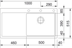 FRANKE - GRANİT EVİYE MYTHOS - TEZGAH ÜSTÜ MTG 611-100 SOL SLATE GREY