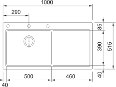 FRANKE - GRANİT EVİYE MYTHOS - TEZGAH ÜSTÜ MTG 611-100 SAĞ SLATE GREY
