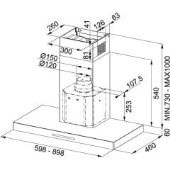 FRANKE FCR 625 TC BK/XS NG/ 600 BLACK GLASS/INOX DUVAR TİPİ DAVLUMBAZ