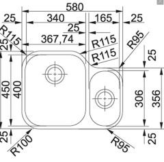 FRANKE - ÇELİK EVİYE BACCINI - TEZGAH ALTI AMX 160-34-17