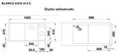 Blanco AXIA III 6S Infino Aksesuarlı SOL Damlalıklı Kaya Gri Evye - 523473