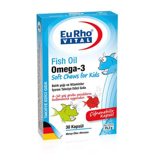 Eurho Vital Omega-3 Fish Oil Kids Çiğnenebilir 30 Kapsül