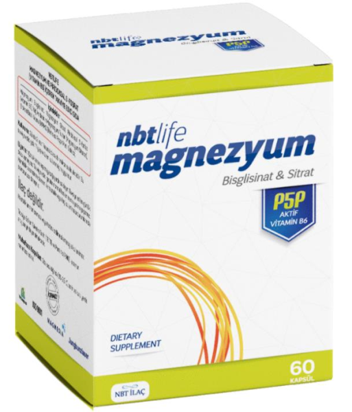 Nbt Life Magnezyum P5P Vitamin B6 60 Kapsül | Magnezyum Bisglisinat & Sitrat