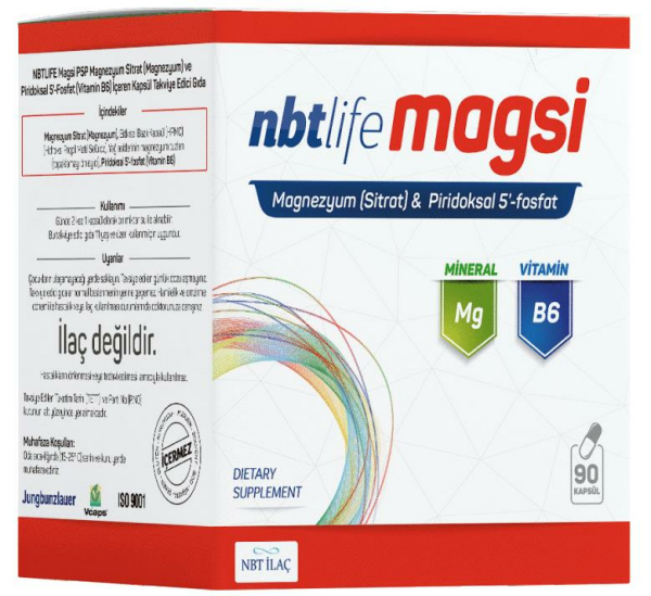 Nbt Life Magsi Magnezyum P5P Vitamin B6 90 Kapsül | Magnezyum Sitrat