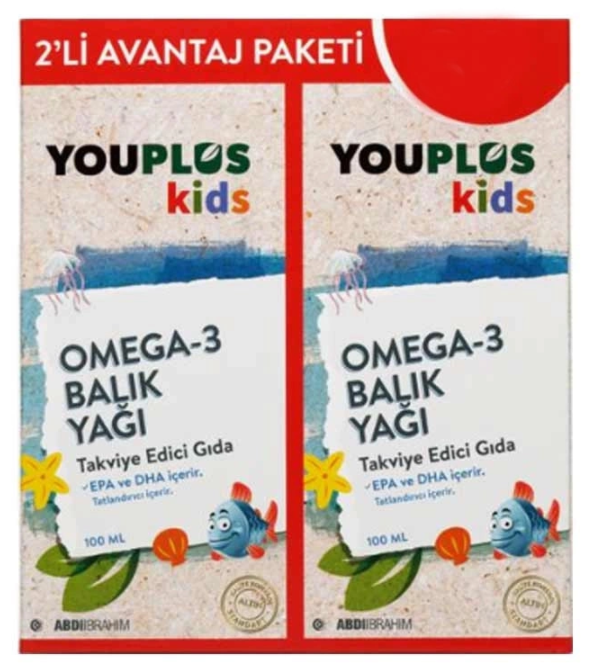 Youplus Kids Omega-3 Balık Yağı Şurup 100ml | 2 Adet Avantaj Paketi