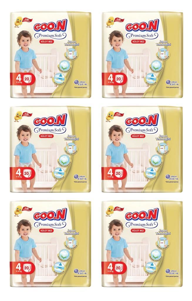 Goon Premium Soft Külot Bebek Bezi (4 Beden) 9-14 Kg | 20x6 Paket