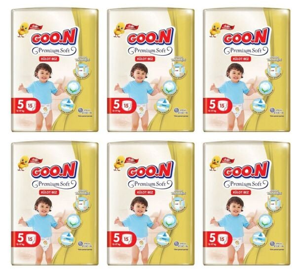 Goon Premium Soft Külot Bebek Bezi (5 Beden) 12-17 Kg | 15x6 Paket