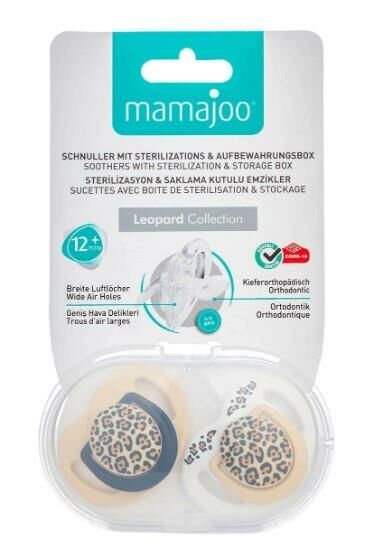 Mamajoo Yalancı Emzik 12 Ay+ Leopard Desenli Ortodontik | 2 Adet