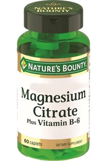 Natures Bounty Magnesium Citrate Plus Vitamin B6 60 Caplets
