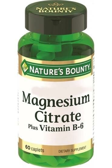 Natures Bounty Magnesium Citrate Plus Vitamin B6 60 Caplets