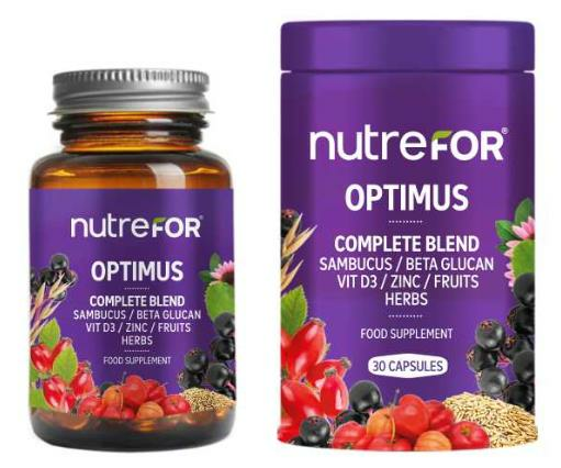 Nutrefor Optimus Complete Blend 30 Kapsül | Kara Mürver Beta Glukan D3 Vitamini