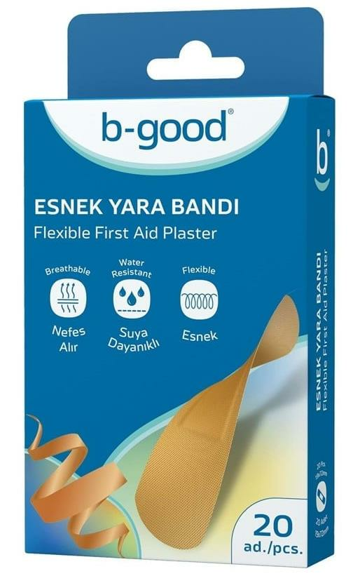 B-Good Plaster Esnek Yara Bandı 20 Adet | Suya Dayanıklı Nefes Alır