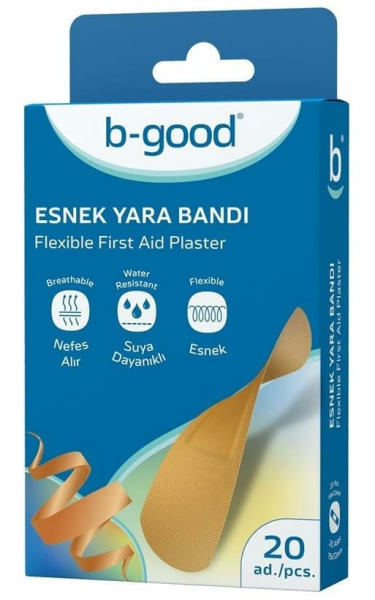 B-Good Plaster Esnek Yara Bandı 20 Adet | Suya Dayanıklı Nefes Alır