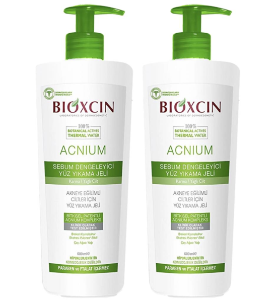 Bioxcin Acnium Sebum Dengeleyici Yüz Yıkama Jeli 500ml x 2 Adet