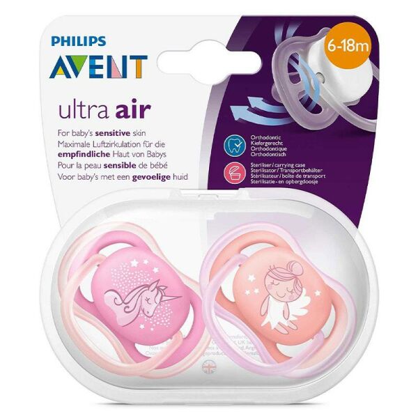 Philips Avent Yalancı Emzik Ultra Air Kız | 6-18 Ay, 2 Adet