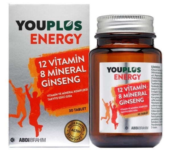 Youplus Energy 12 Vitamin 8 Mineralli Multi-Vitamin 30 Tablet