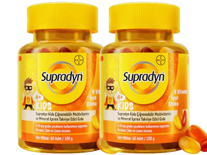 Supradyn Kids Multivitamin ve Mineral Anvantajlı Paket 2x60 Çiğneme Tablet