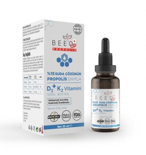 Beeo'Up Propolis %15 Vitamin D3+K2 Suda Çözünür Damla 20ml