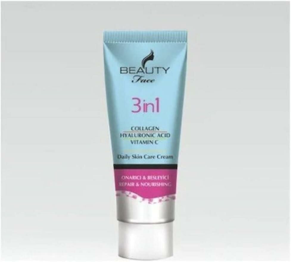 Beauty Face 3 in 1 Collagen Hyaluronic Acid Vitamin C Daily Cream 50ml | Onarıcı Yüz Kremi