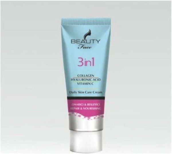 Beauty Face 3 in 1 Collagen Hyaluronic Acid Vitamin C Daily Cream 50ml | Onarıcı Yüz Kremi