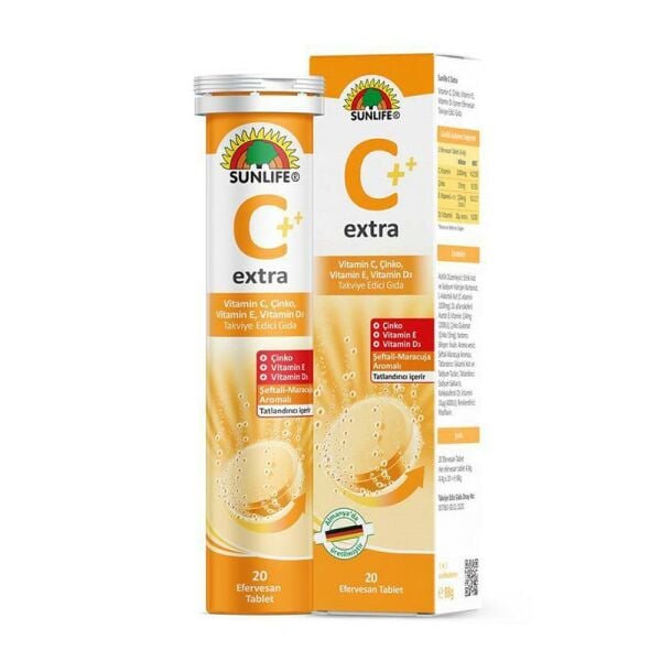 Sunlife Vitamin C Extra 1000mg 20 Efervesan Tablet | Şeftali Maracuja Aromalı