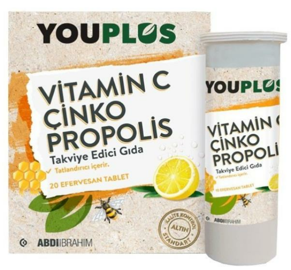 Youplus Vitamin C Çinko Propolis Effervesan 20 Tablet
