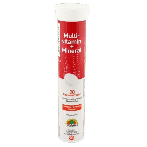 Sunlife Multivitamin + Mineral 20 Efervesan Tablet | Portakal ve Greyfurt Aromalı