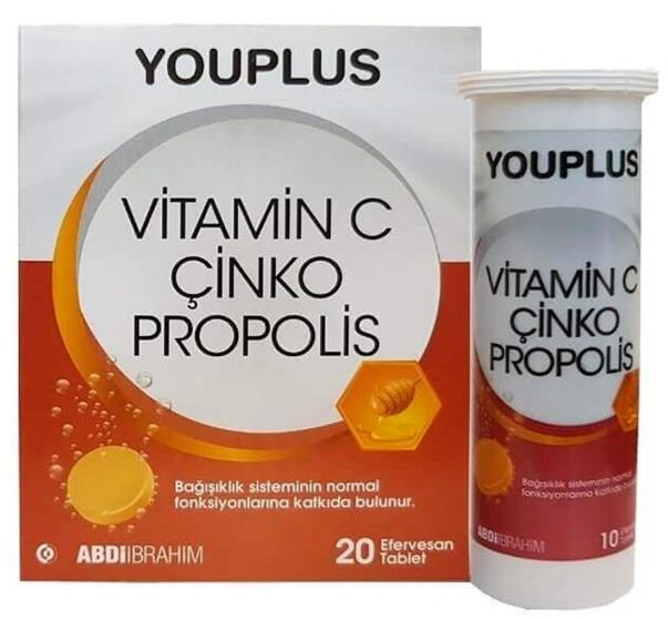 You-plus Vitamin C Çinko Propolis Effervesan 20 Tablet